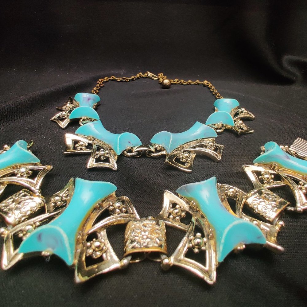 Vintage Selro Style Panel Bracelet & Necklace Set